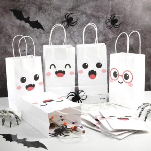 12Pcs Halloween Party Favor Bags Cute Ghost Themed Party Disposable Treat Bags with Handles Little Boo Gift Bags for Halloween Spooky Themed Trick or Treat Birthday Party Decorations Supplies