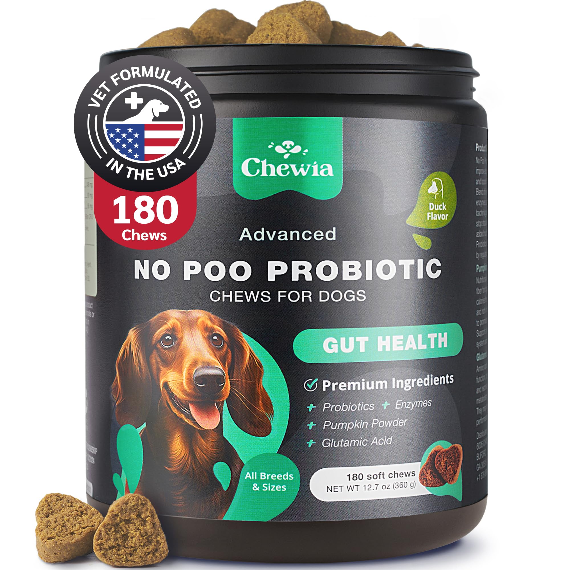 No Poo Chews for Dogs - Coprophagia Deterrent for Dogs - Dog Probiotics for Digestive Health - Forbid for Dogs Stool Eating Deterrent - Digestive, Gut & Immune Health Treats - No Poop Eating for Dogs