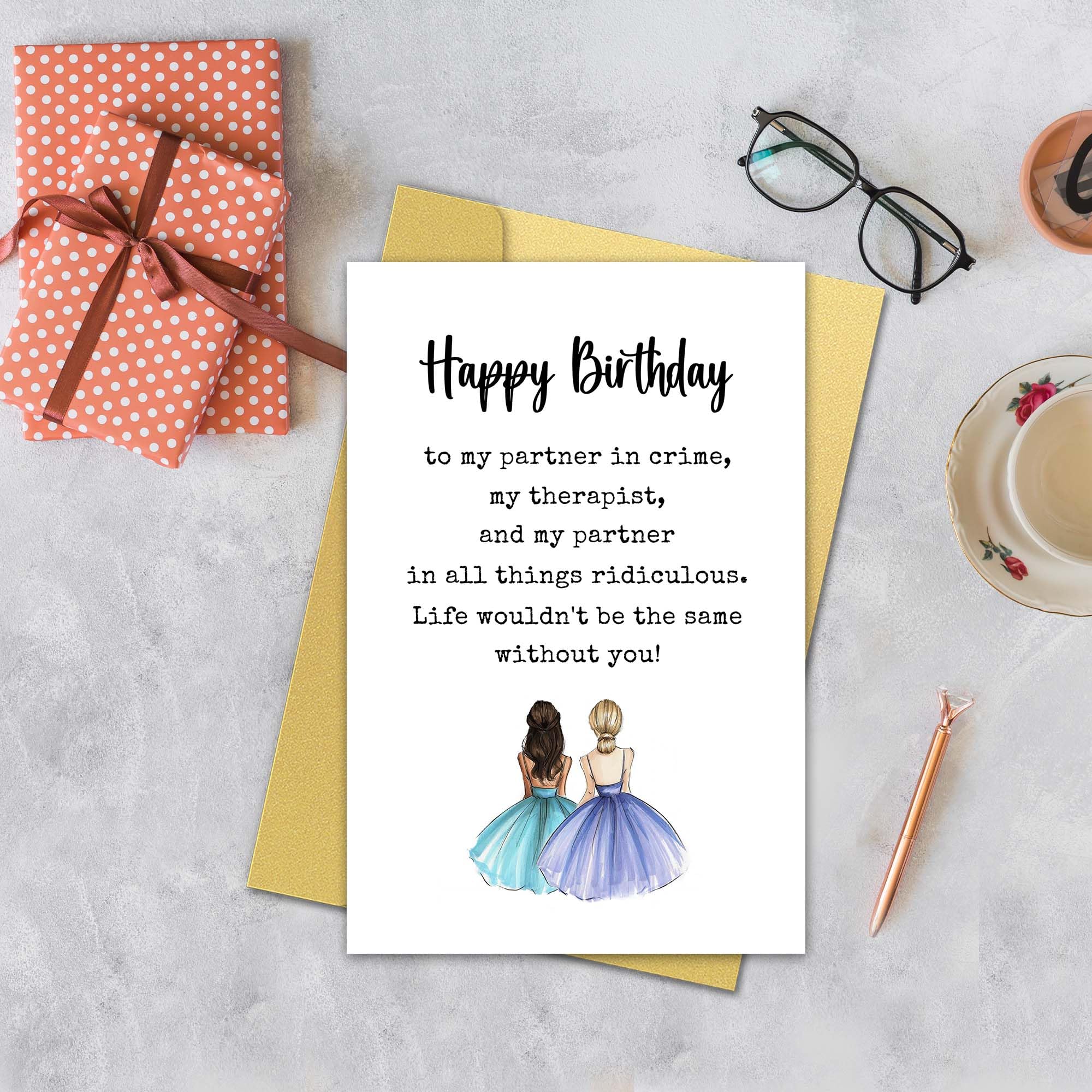 Qiyepbro Best Friend Birthday Card, Birthday Card for Bestie, Friendship Birthday Card, Bestie Thank You, Funny Birthday Cards for Women Friends