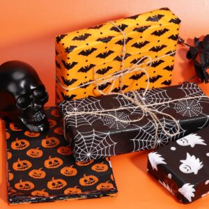 30 Sheets Halloween Packaging Tissue Papers, 5 Styles Tissue Paper Wrapping Tissue Paper Gift Wrapping Paper for Halloween Party Gift Decorations