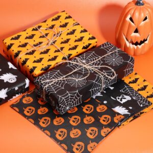 30 Sheets Halloween Packaging Tissue Papers, 5 Styles Tissue Paper Wrapping Tissue Paper Gift Wrapping Paper for Halloween Party Gift Decorations