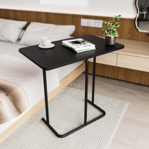 VIPASS C-Shaped End Table, Small Side Table for Couch, Coffee Table and Nottable Laptop Stand, Space Saving Suitable for Living Room, Bedroom, Bedside, Black