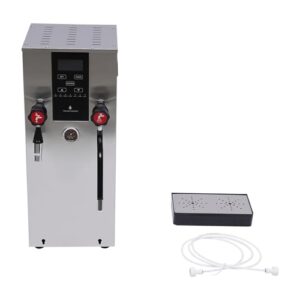 Commercial Milk Frother, 110V 2500W Stainless Steel Espresso Coffee Steam Boiling Water Machine 12L LED Screen Display Electric Milk Foam Machine for Espresso Coffee Tea Dessert