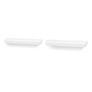 AHDECOR Floating Shelves White, Stylish Wall Mounted Display for Living Room, Bathroom, and Bedroom Decor, Set of 2