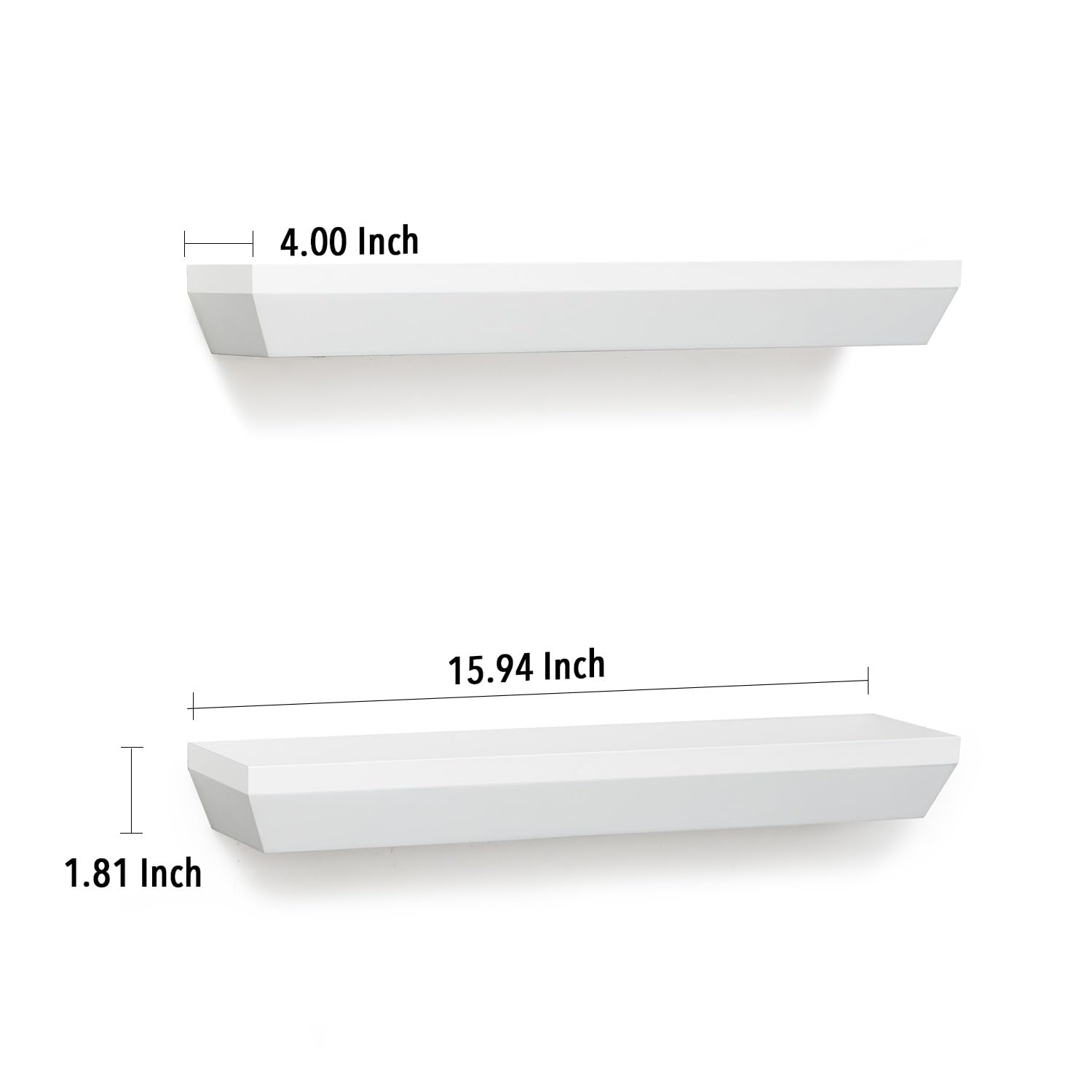 AHDECOR Floating Shelves White, Stylish Wall Mounted Display for Living Room, Bathroom, and Bedroom Decor, Set of 2