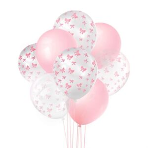 30 pcs 12" pink latex bow balloons, bachelorette decorations, bow theme birthday party, bridal engagement decor, coquette birthday decorations