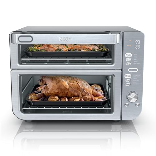 Ninja Double Stack XL Countertop Oven & Air Fryer, 12-in-1, Flexdoor, FlavorSeal, SMART FINISH with DualZone Technology, Countertop Oven, Air Fryer, Bake, Broil, Reheat, Pizza, Stainless Steel, DCT601