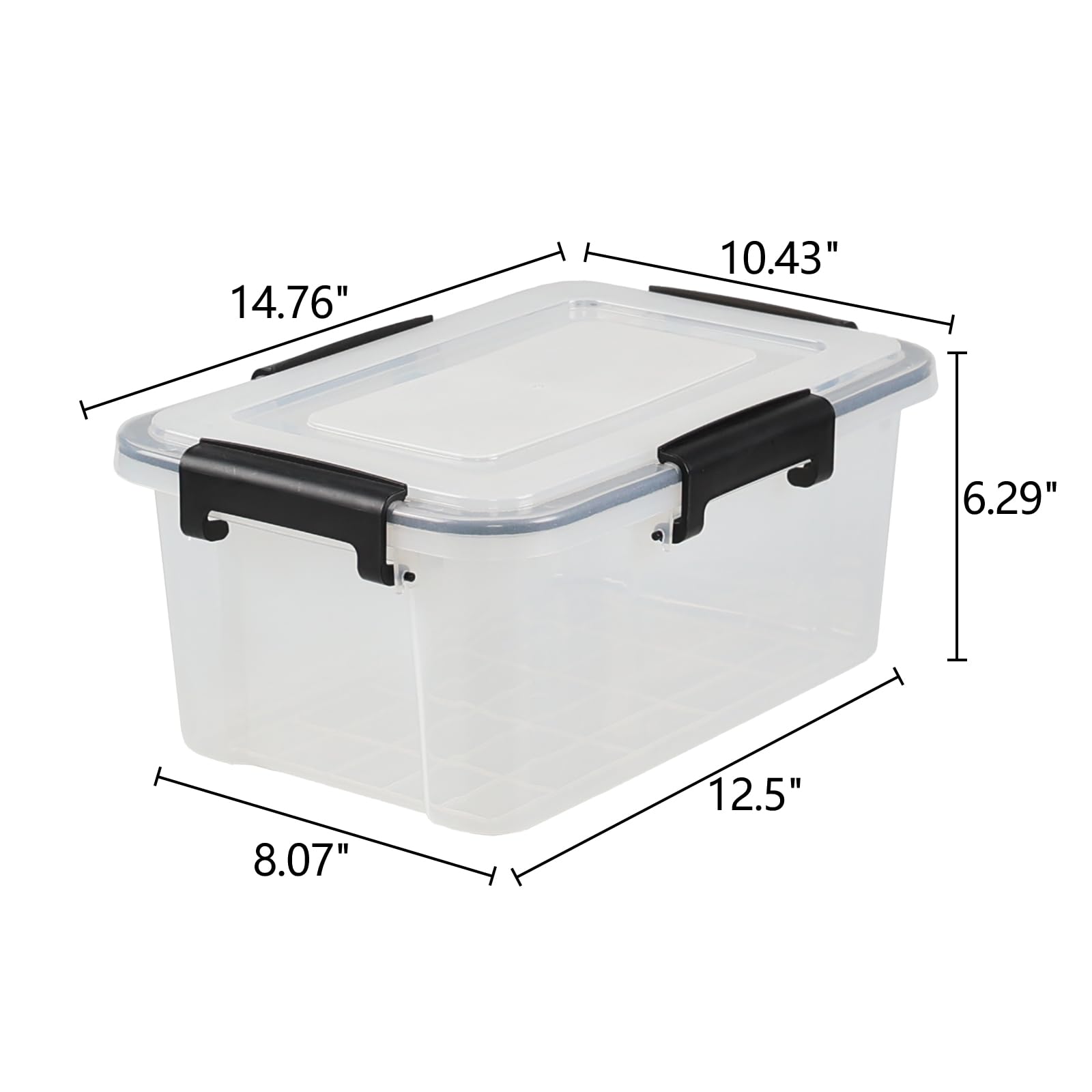 Lasbily 12 Quart Plastic Stackable Storage Bins with Gasket Seal Lids, 6 Pack Clear Storage Bins with Latching Lids