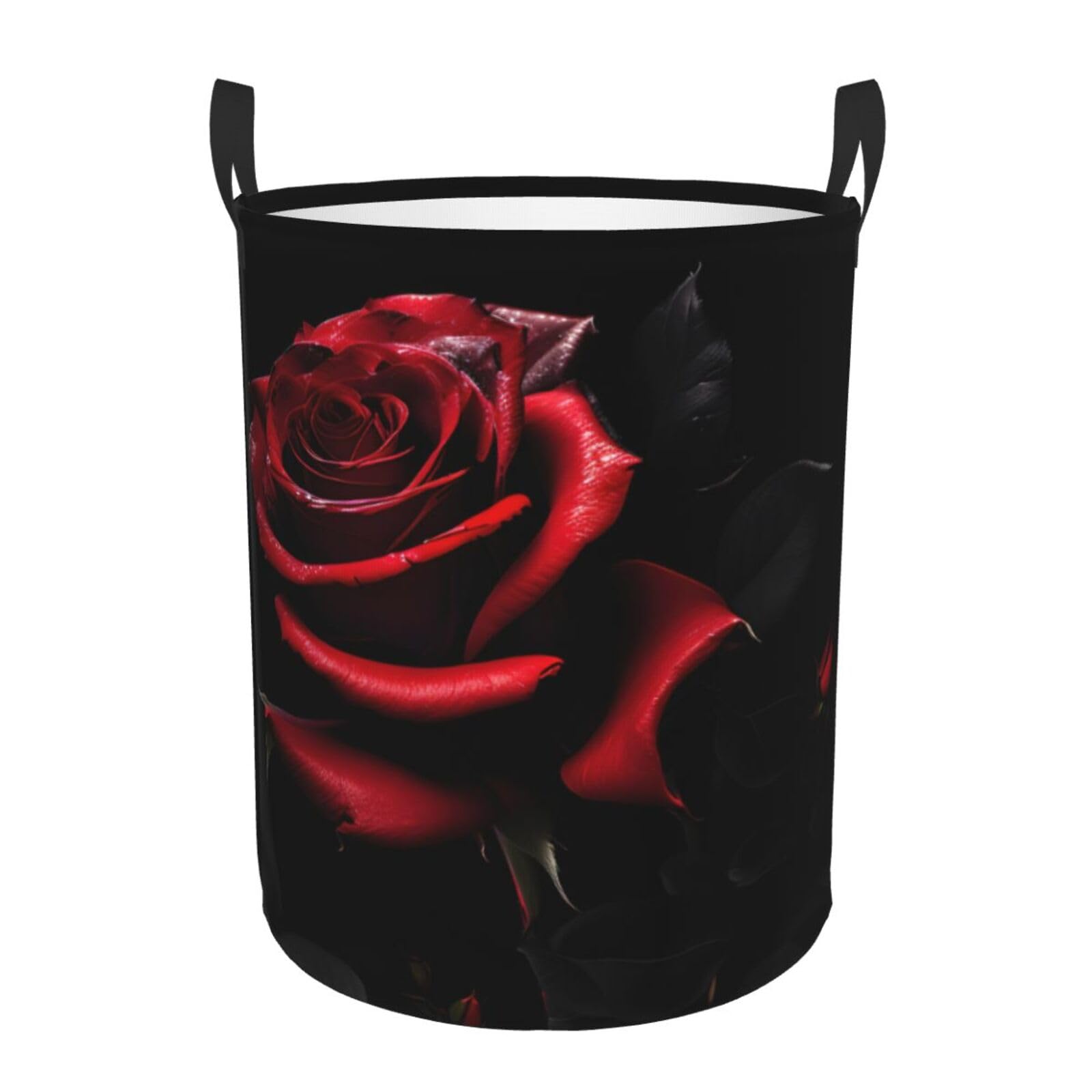 Red And Roses Print Laundry Hamper Laundry Basket Hamper Clothes Storage Bucket Clothes Bag Toy Basket