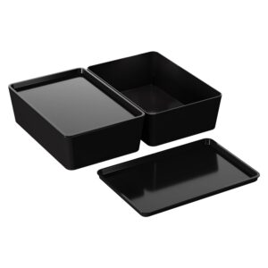 storage bins with lids plastic containers: plastic multipurpose stackable storage container bins with lid for home and office organization, small storage bin, 2 pcs 7x10 plastic container, black