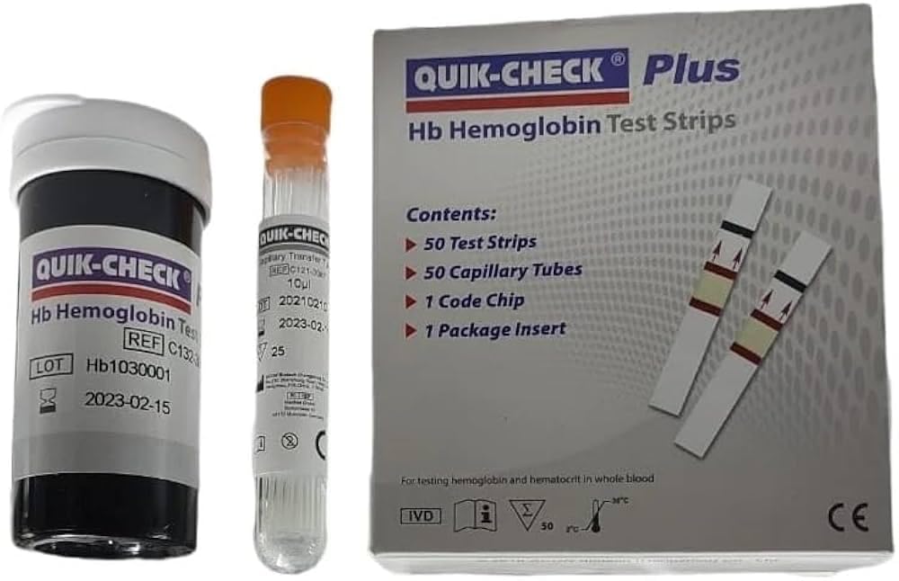 Generic Quick-Check Plus HB Hemoglobin Testing 50 Strips, White