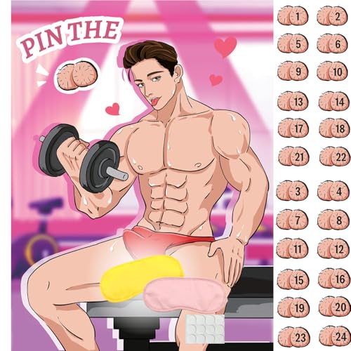 Roscid Bridal Shower Games Bachelorette Party Games Funny Party Game Girls Party - Pin The Balls on The Hunk Girls Nights Party Game Pin The Eggs Game, Engagement Party Games 24 Players