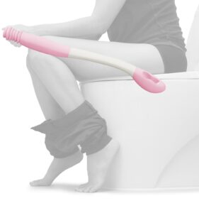 vammcht toilet aids for wiping, long reach comfort bottom buddy wiping aid for toileting, butt wiper for obesity people disabled elderly pregnant surgery recovery handicap accessories pink