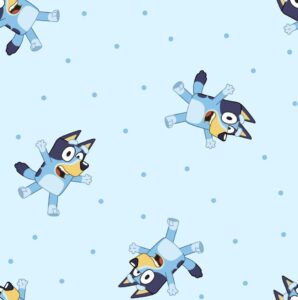 springs creative fleece bluey polka dot kids children's dogs characters blue fleece fabric print by the yard, 81587-a62078