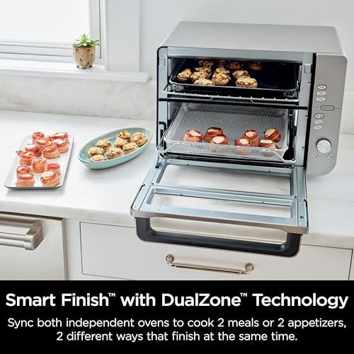 Ninja Double Stack XL Countertop Oven & Air Fryer, 12-in-1, Flexdoor, FlavorSeal, SMART FINISH with DualZone Technology, Countertop Oven, Air Fryer, Bake, Broil, Reheat, Pizza, Stainless Steel, DCT601