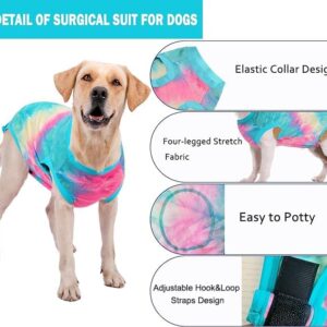 Uadonile Dog Surgery Recovery Suit, Surgical Recovery Suit for Dog Male Female, Spay Neuter Dog Recovery Suit, Cone Alternative Dog Surgical Onesie, Tie-dye Green, XXL