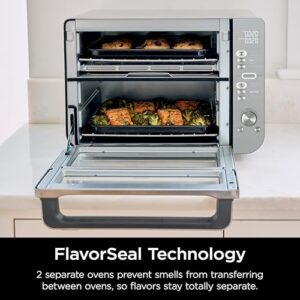 Ninja Double Stack XL Countertop Oven & Air Fryer, 12-in-1, Flexdoor, FlavorSeal, SMART FINISH with DualZone Technology, Countertop Oven, Air Fryer, Bake, Broil, Reheat, Pizza, Stainless Steel, DCT601