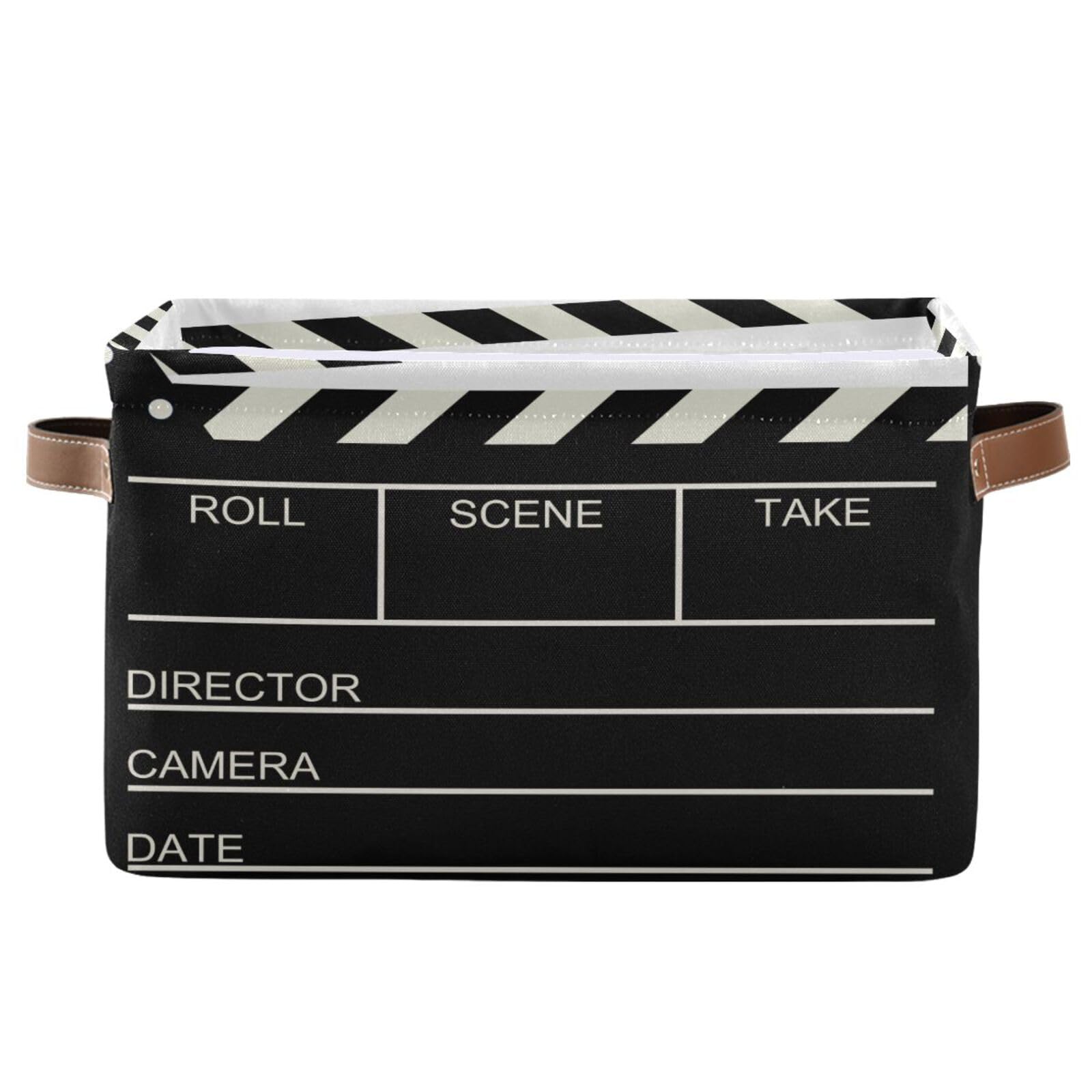 ALAZA Cinema Movie Clapboard Large Storage Basket for Organizing Foldable Storage Bin for Shelves Home with Handles 1 Pack