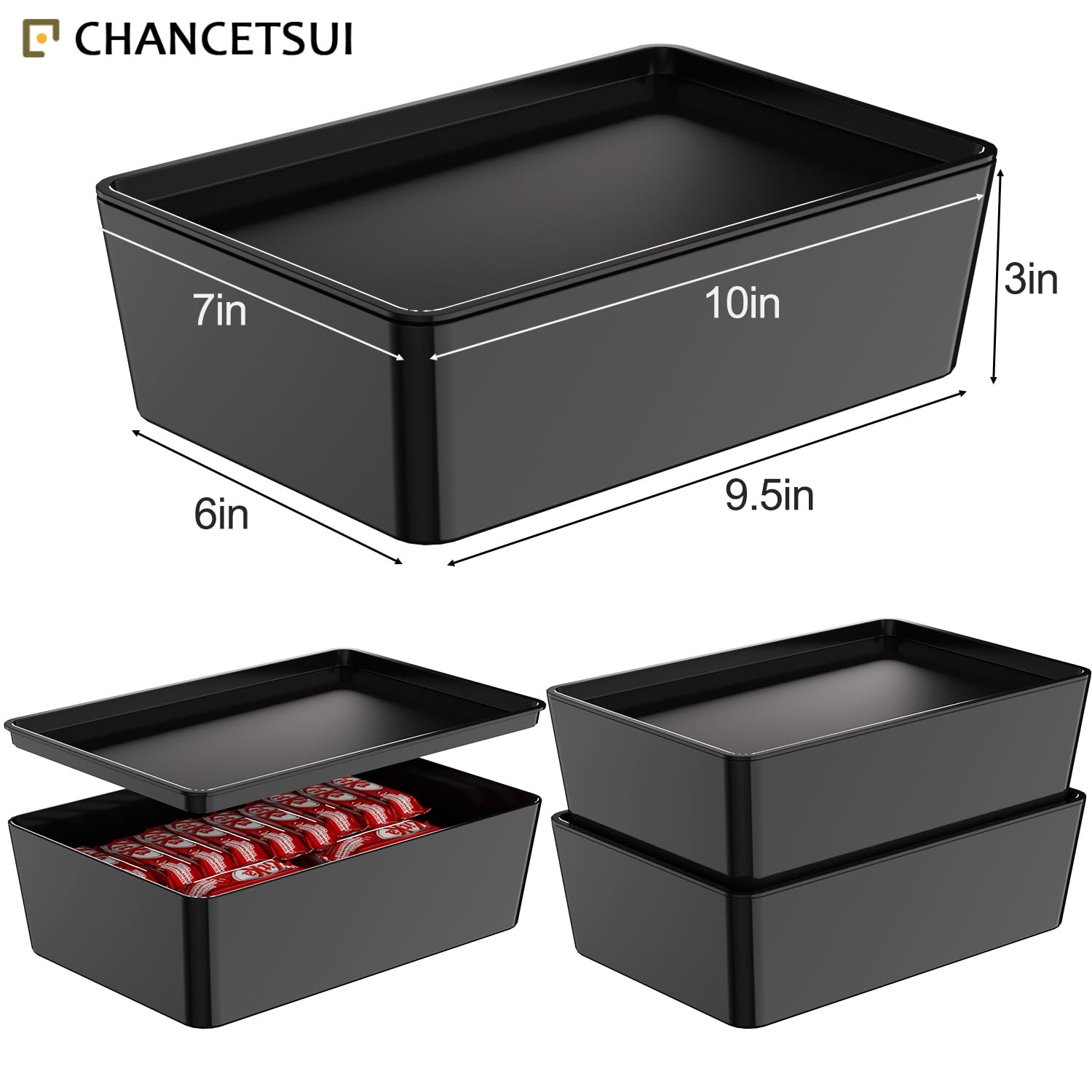 Storage Bins With Lids Plastic Containers: Plastic Multipurpose Stackable Storage Container Bins With Lid For Home And Office Organization, Small Storage Bin, 2 Pcs 7x10 Plastic Container, Black