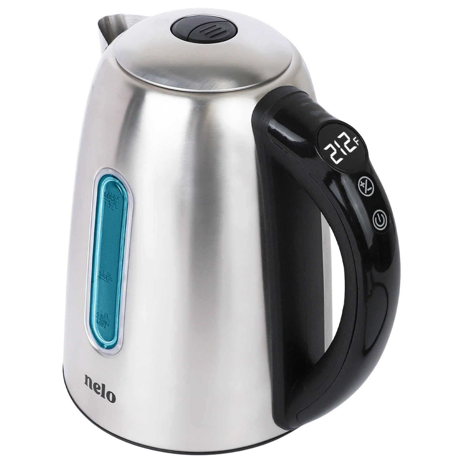 NELO Electric Kettle with 7 Temperature Control Presets, Digital Temperature Display, Multi-Colored LED Indicator Lights, Stainless Steel Tea Kettle & Hot Water Boiler, 360° Base, BPA-Free, 1.7 Liters