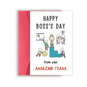 unique boss's day card from team group, funny bosses day card gift for women men, boss appreciation card, happy boss day from your amazing team