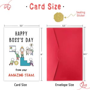 Unique Boss's Day Card from Team Group, Funny Bosses Day Card Gift for Women Men, Boss Appreciation Card, Happy Boss Day from Your Amazing Team