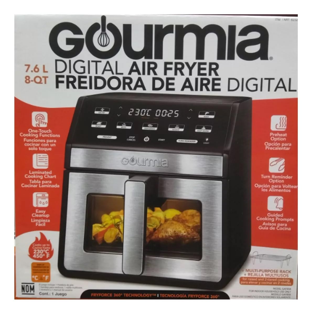 Gourmia GOURMIA Digital Air Fryer, 7.5 Liter with Window and Light, Mod. GAF858