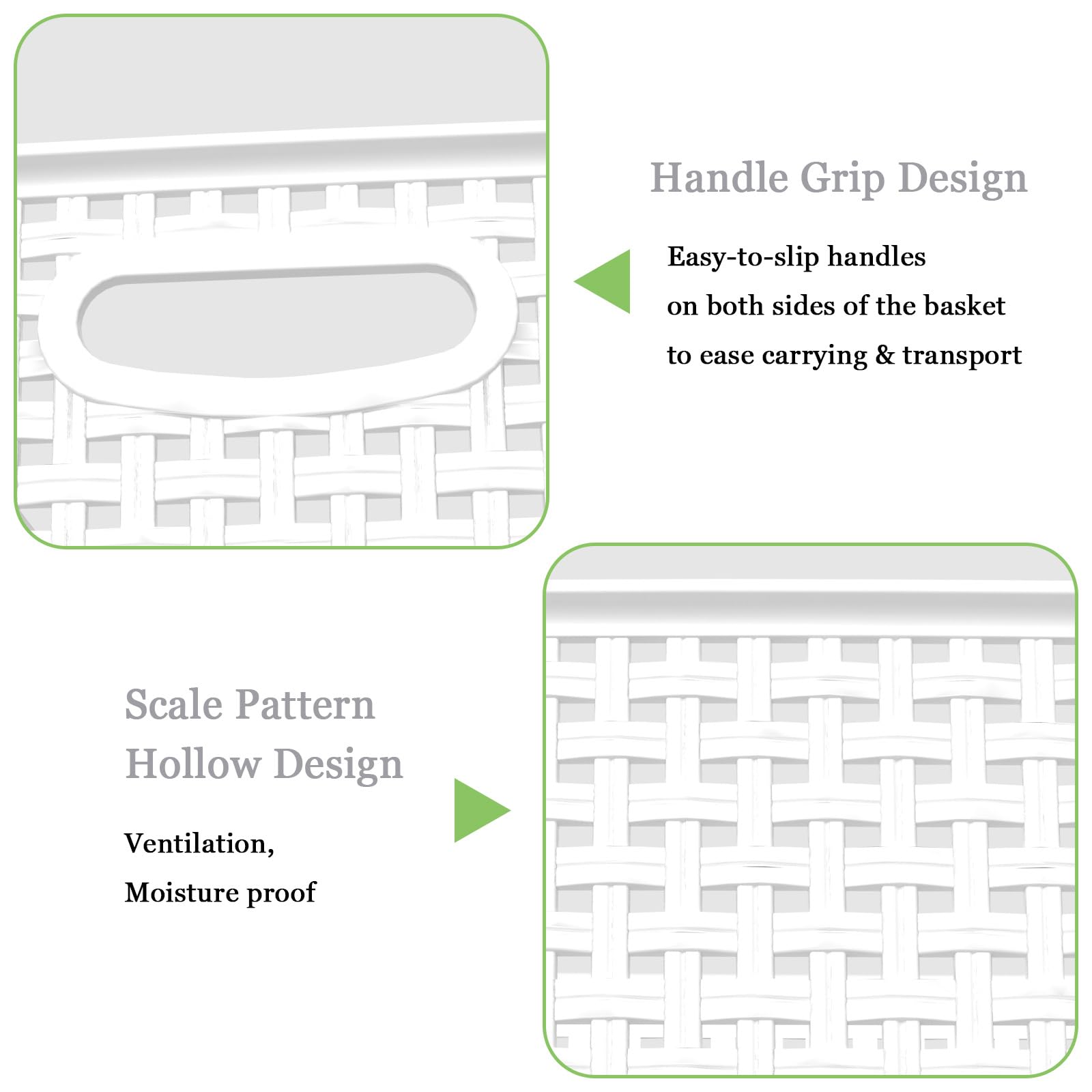 Xyskin 6-Pack Plastic Small Storage Weave Baskets, Nesting Shelf Basket for Cabinets and Pantry