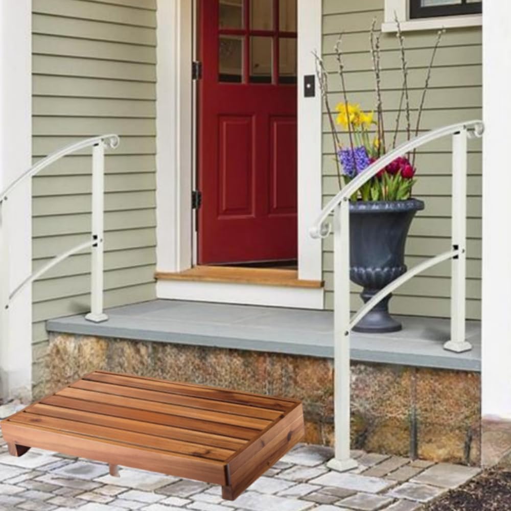 Wooden One Step Stool - Solid Pine Step Vertical Board with Anti Slip pad, Suitable for Elderly People's Wooden Step Stool, High Bed, Bathroom, Kitchen (23.6" L*15.7" W*3.9" H), Natural