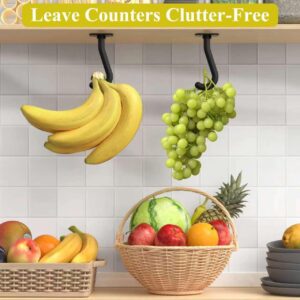 Dobango Folding Banana Hanger Hook Black 1 Pack, Self Adhesive Banana Holder Under Cabinet