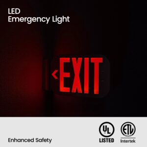 LimoLighting [4 Pack] New Gen. SMD LED Red Exit Sign Emergency Light, UL & ETL Certified, Sinlge or Double Sided (Double Face) with Battery Back-Up/Red Letter, Wall/Ceiling/Side Mount, AGG3396