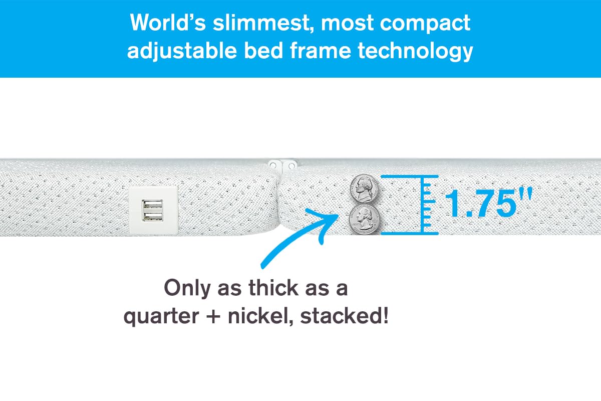 BedJet Adjustable Bed Frame - New Technology - Ultra-Slim 1.75" Thick Zero Clearance Legless Design for Any Bed Including Platform & Storage beds - Zero Gravity, Anti-Snore (Queen Frame Only)