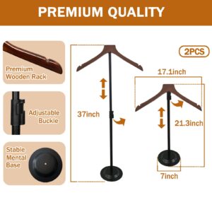 QWR 37" Height Adjustable T-Shirt Display Shoulder Stand,T-shirt Portable Display Stand for Vendors,Steaming Clothes Holder Rack,Wooden Clothing Display Rack for Shirts,Jackets,Dresses (2PCS)