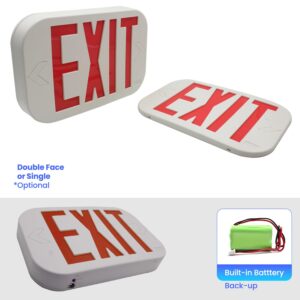 LimoLighting [4 Pack] New Gen. SMD LED Red Exit Sign Emergency Light, UL & ETL Certified, Sinlge or Double Sided (Double Face) with Battery Back-Up/Red Letter, Wall/Ceiling/Side Mount, AGG3396