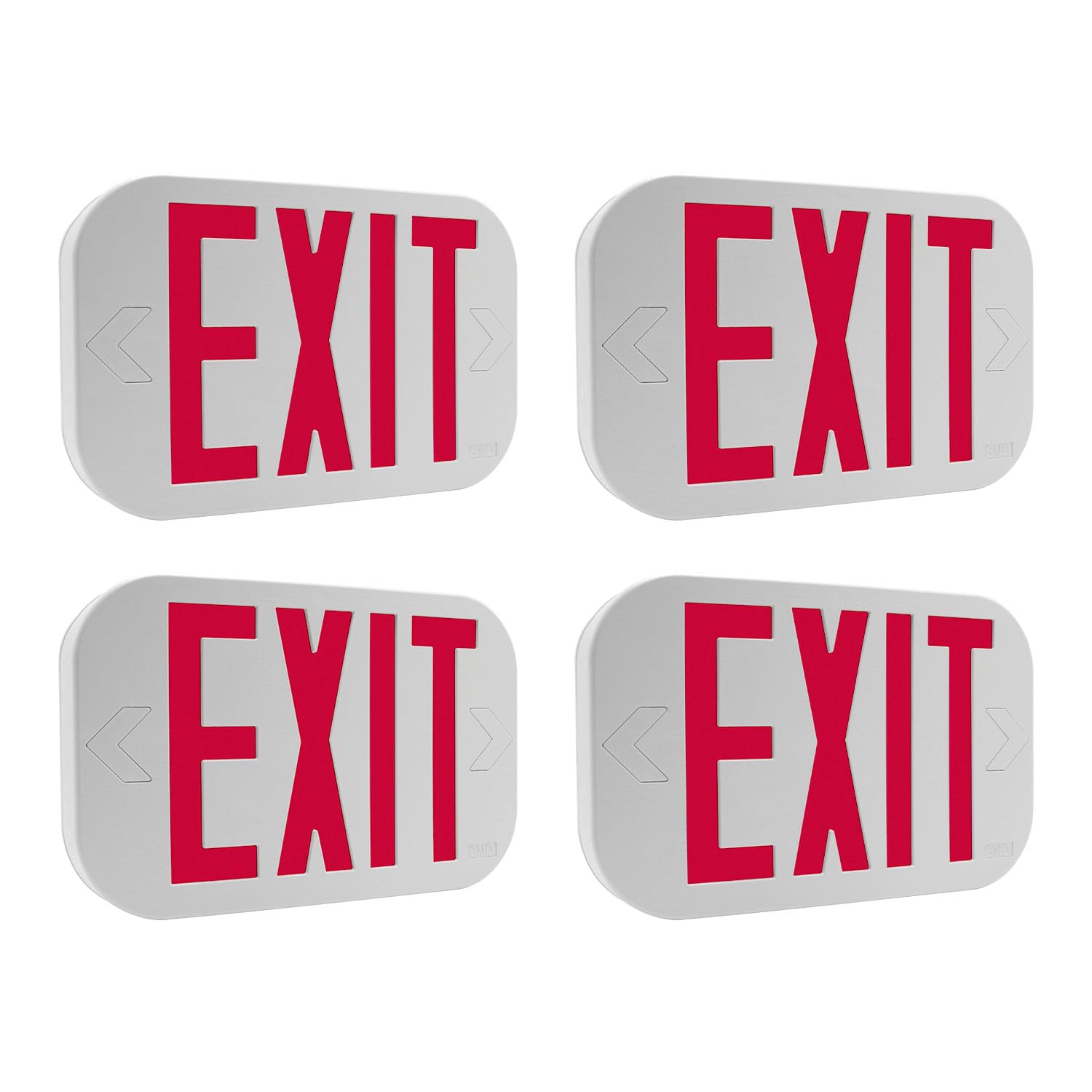 LimoLighting [4 Pack] New Gen. SMD LED Red Exit Sign Emergency Light, UL & ETL Certified, Sinlge or Double Sided (Double Face) with Battery Back-Up/Red Letter, Wall/Ceiling/Side Mount, AGG3396