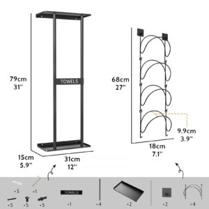 Youlvy Towel Racks for Bathroom, Towel Holder for Bathroom Wall, Bathroom Towel Storage, Towel Rack Wall Mounted, Towel Shelf for Bathroom, Towel Rack Towel Storage Bath Towel Holder Towel Shelf