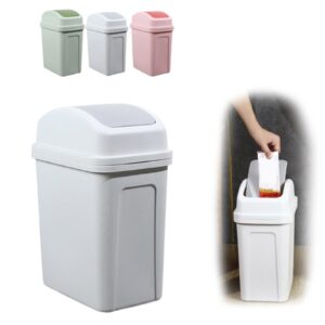 KELINFONG Office Trash Can with Lid,5.5 Gallons, Plastic Garbage Can with Lid, Waste Basket,Trash Bin,Garbage Bin,Slim Trash Can for Outdoor, Living Room, Kitchen, Office, Bathroom, Bedroom, Dorm