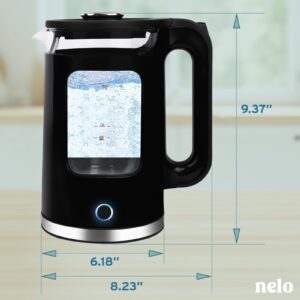 NELO Electric Kettle with Keep Warm Function, Sleek Glass Window Double Wall Design, LED Indicator Lights, Black Tea Kettle & Hot Water Boiler with Auto Shut-Off, 360° Base, BPA-Free, 1.7 Liters