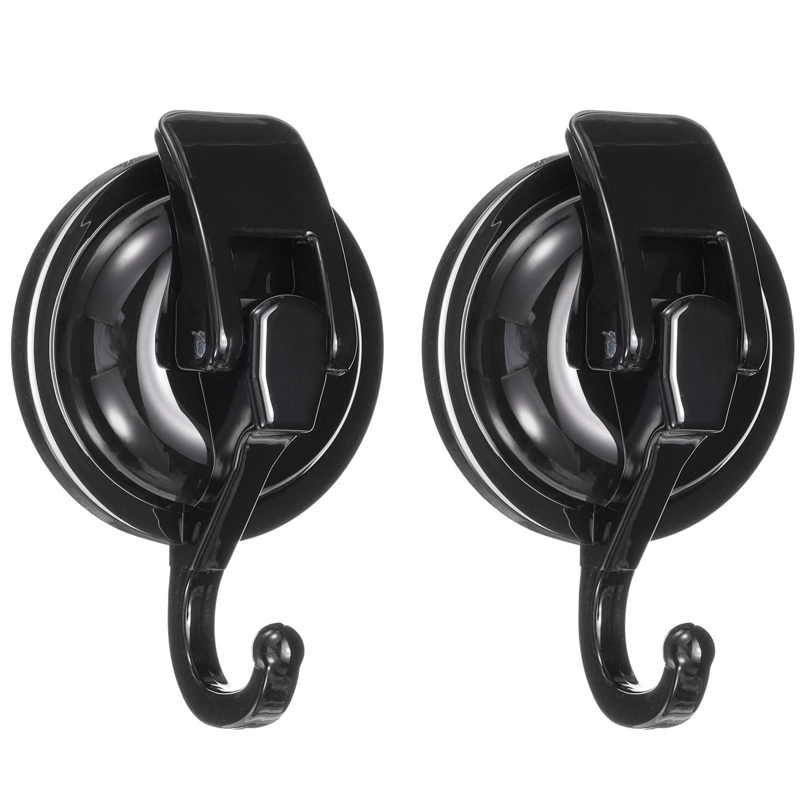 HARFINGTON 2pcs Suction Cups Hooks Powerful Vacuum Multi-Purpose Suction Shower Hooks Removable Reusable Waterproof Wreath Cup Hook for Bathroom Kitchen Restroom, Black