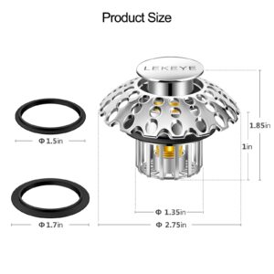 LEKEYE Tub Stopper with Shower Drain Hair Catcher | Pop-up Bathtub Plug with Strainer for 1-1/2" to 1-3/4" Bath Drain Hole