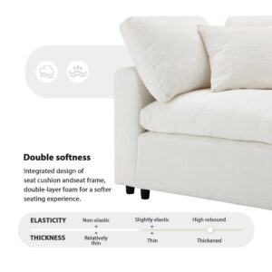 Oversized Modular Sectional Sofa, Convertible Queen Sleeper Sofa Bed, Deep 6 Seater Comfy Chenille Cloud Couch, Sectional Couch with Double Chaise for Living Room, Free Combination (Beige)