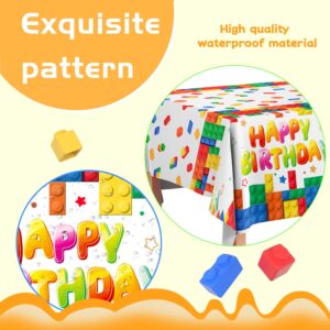 Building Block Party Tablecloths, 3pcs Building Block Party Decorations Tablecloths set - Building Blocks Tablecloth, Building Block Party Table Cover for Building Block Birthday Party Supplies