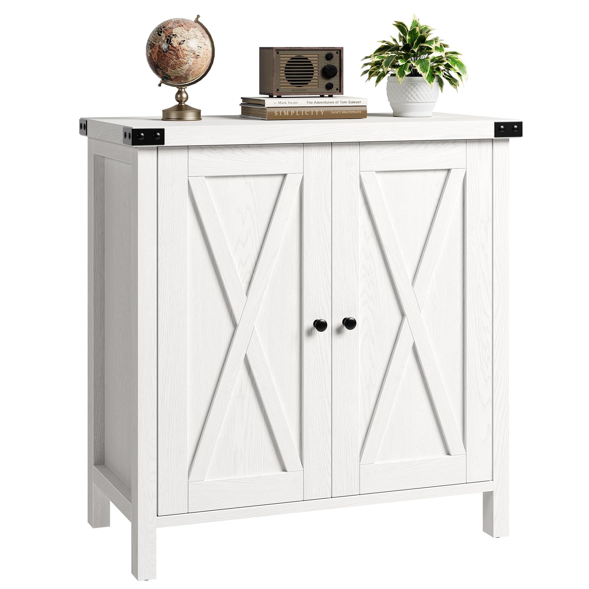 IDEALHOUSE Buffet Cabinet Farmhouse Storage Cabinet with Doors and Shelves, Buffets and Sideboards Entryway Cabinet with Storage Accent Console Cabinet for Living Room, Dining Room (White)