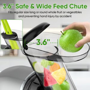 COZII Cold Press Juicer,Slow Masticating Juicer Soft/hard Mode & Quiet Motor,3.6 Inch Large Feed Chute For Vegetable and Fruit,Easy to Clean 150W Juicer Machines,Dishwasher Safe,High Juice Yield