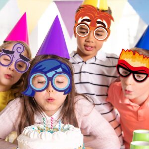 Funny Photo Booth Props for Inside Out2 Cartoon Cosplay Paper Mask Glasses-12Pcs, Fun Themed Birthday Party Favors Gift, Selfie Dress Up Supplies; TGDJ