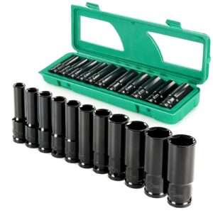 seesii professional socket set wrench kit, 11-piece metric 10-11-12-13-14-16-17-19-21-22-24mm, high-torque c-v steel sockets for automotive, home repair & diy projects