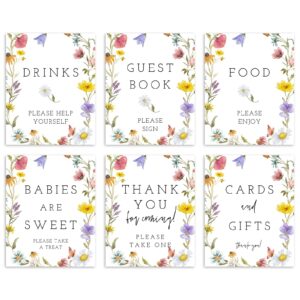 6pcs wildflowers table signs for baby shower decorations floral 8x10inchs centerpieces baby in bloom baby shower wildflowers birthday party decorations