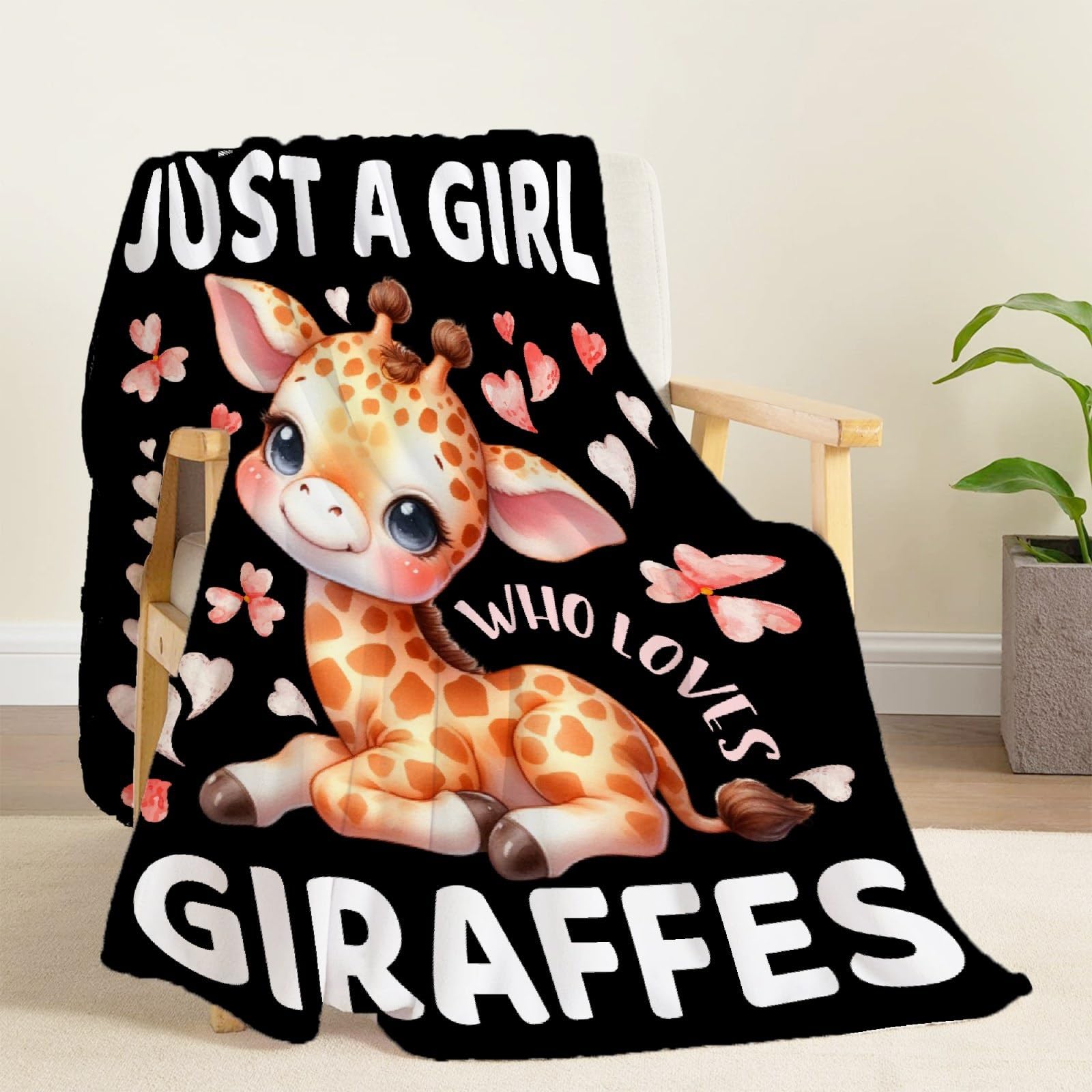 Just A Girl Who Loves Giraffes Blanket for Girls Giraffe Gifts for Women Soft Comfortable Throw Blanket for Bedding Sofa Camping 40x50inches