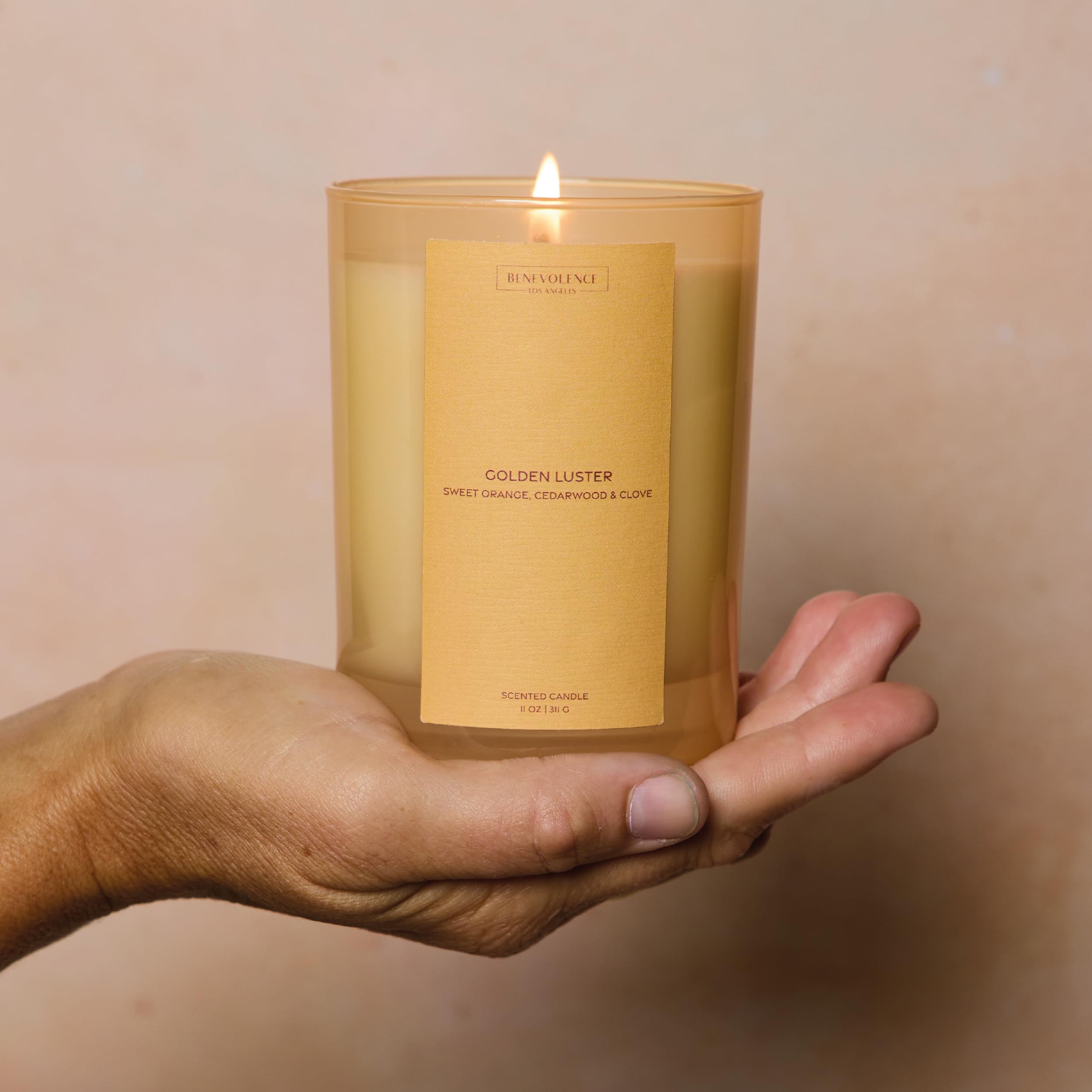 Benevolence LA Fall Candles - Orange, Cedarwood & Clove Scented Candle for Home | 11oz, 60-Hour Burn | Natural Wax, Cotton Wick | Sun-Kissed Collection