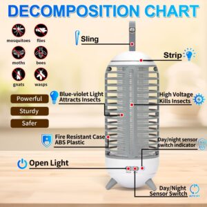 Bug Zapper, Mosquito Zapper Led Light 2 in 1 for Outdoor and Indoor, Wireless Electric Bug Zappers Battery Powered Rechargeable, Insect Fly Traps Fly Zapper for Home Backyard Camping Patio, White